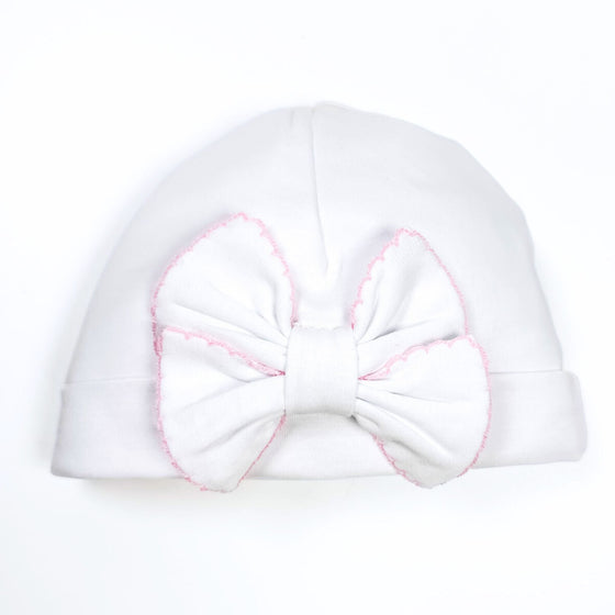 Essentials Solid Bow Hat - White Pink - Magnolia BabyHat