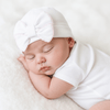 Essentials Solid Bow Hat - White Pink - Magnolia BabyHat