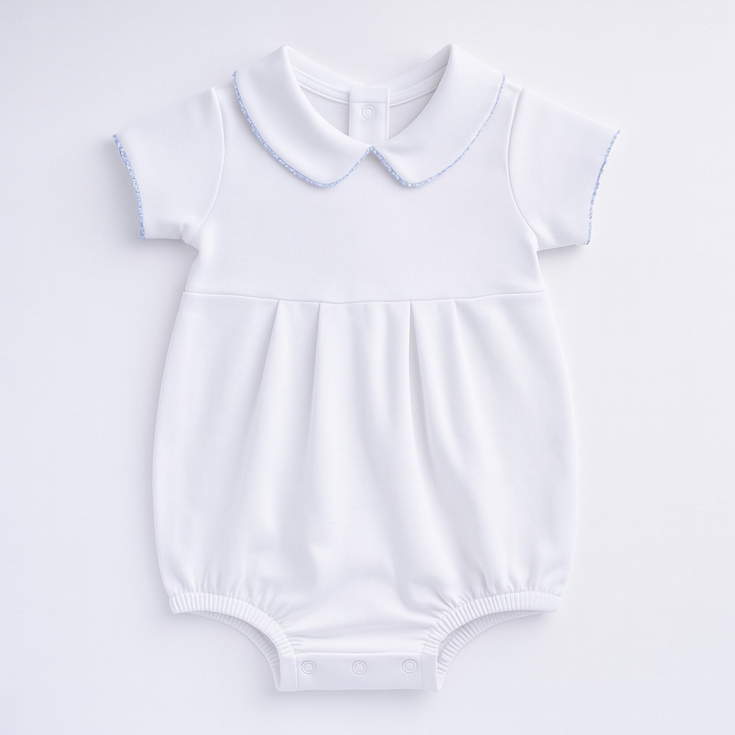 Essentials Solid Collared Bubble - White Blue - Magnolia BabyBubble
