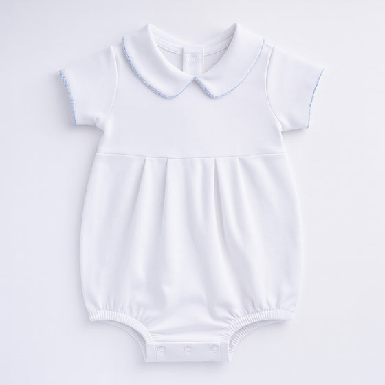 Essentials Solid Collared Bubble - White Blue - Magnolia BabyBubble
