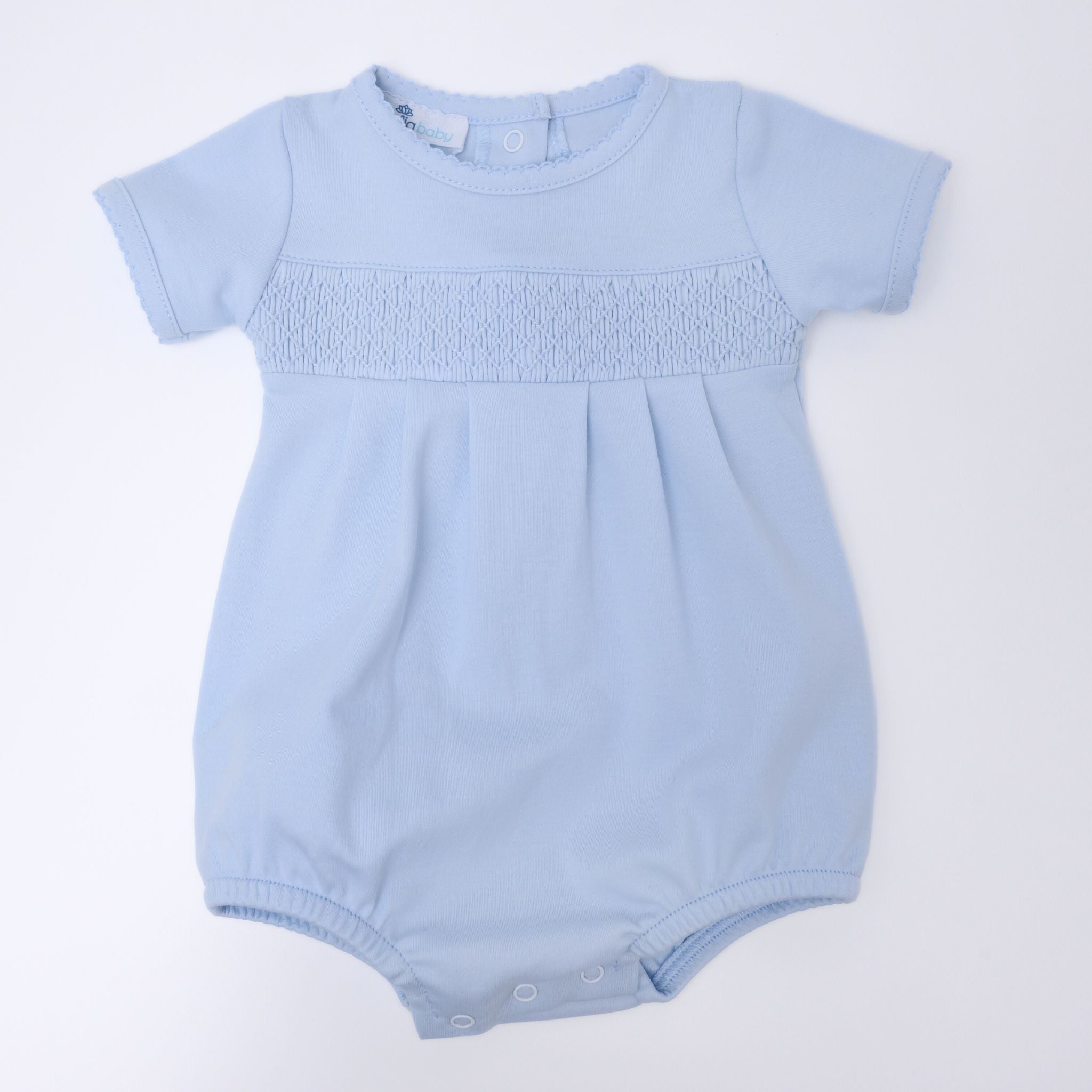 Essentials Solid Smocked Bubble - Blue - Magnolia BabyBubble
