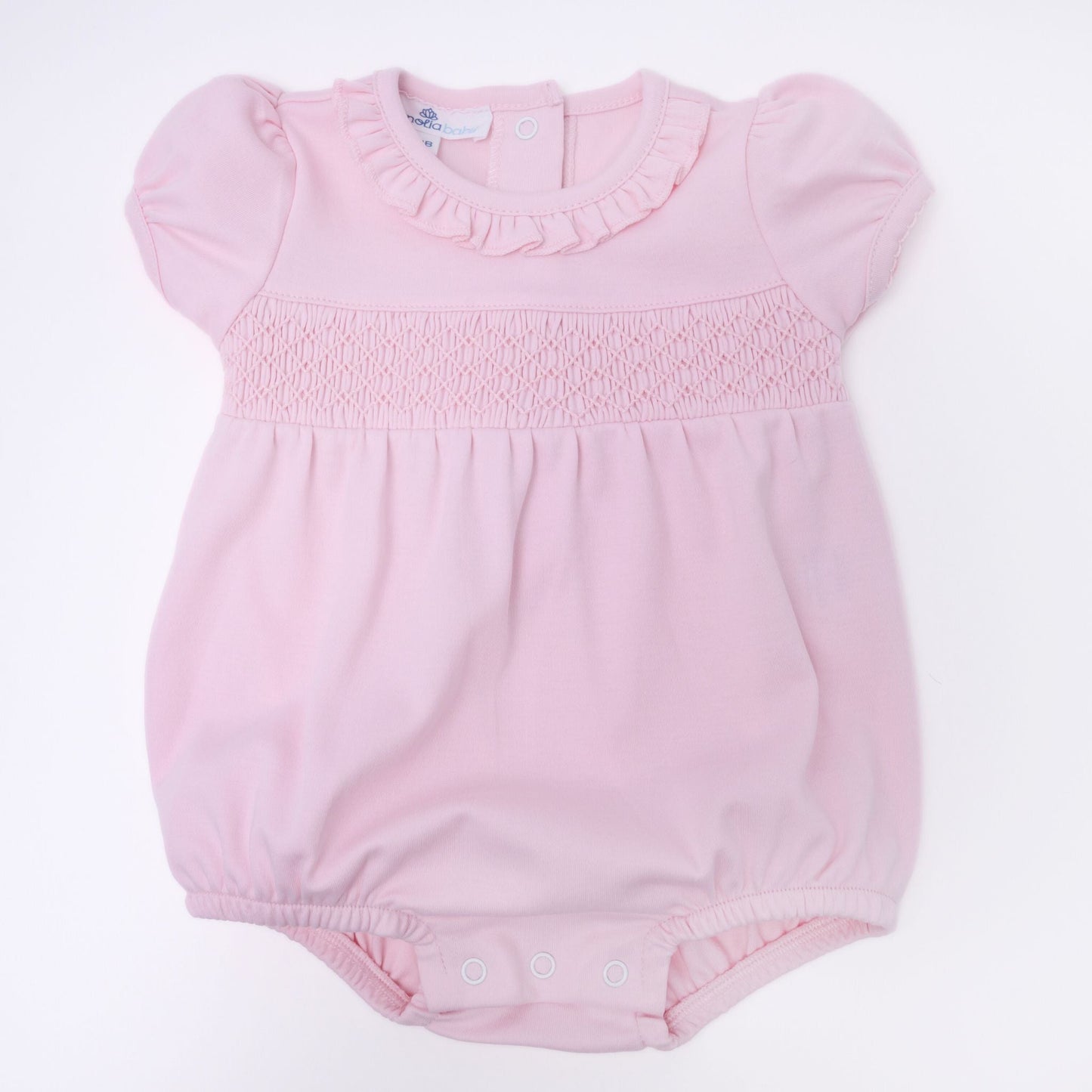 Essentials Solid Smocked Bubble - Pink - Magnolia BabyBubble