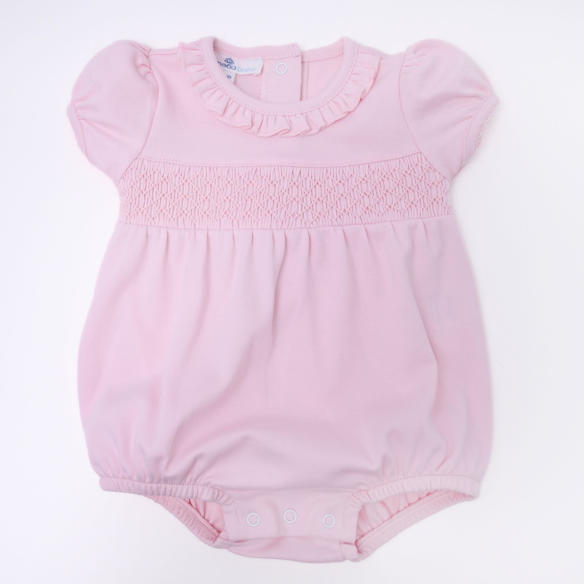 Essentials Solid Smocked Bubble - Pink - Magnolia BabyBubble