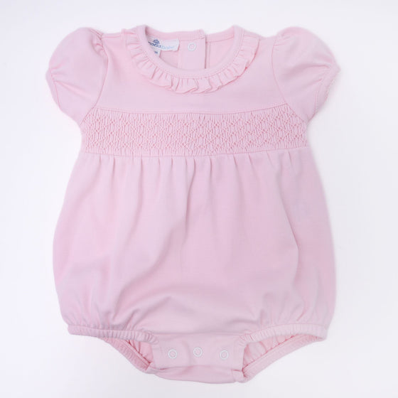 Essentials Solid Smocked Bubble - Pink - Magnolia BabyBubble