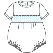  Essentials Solid Smocked Bubble - White Blue - Magnolia BabyBubble