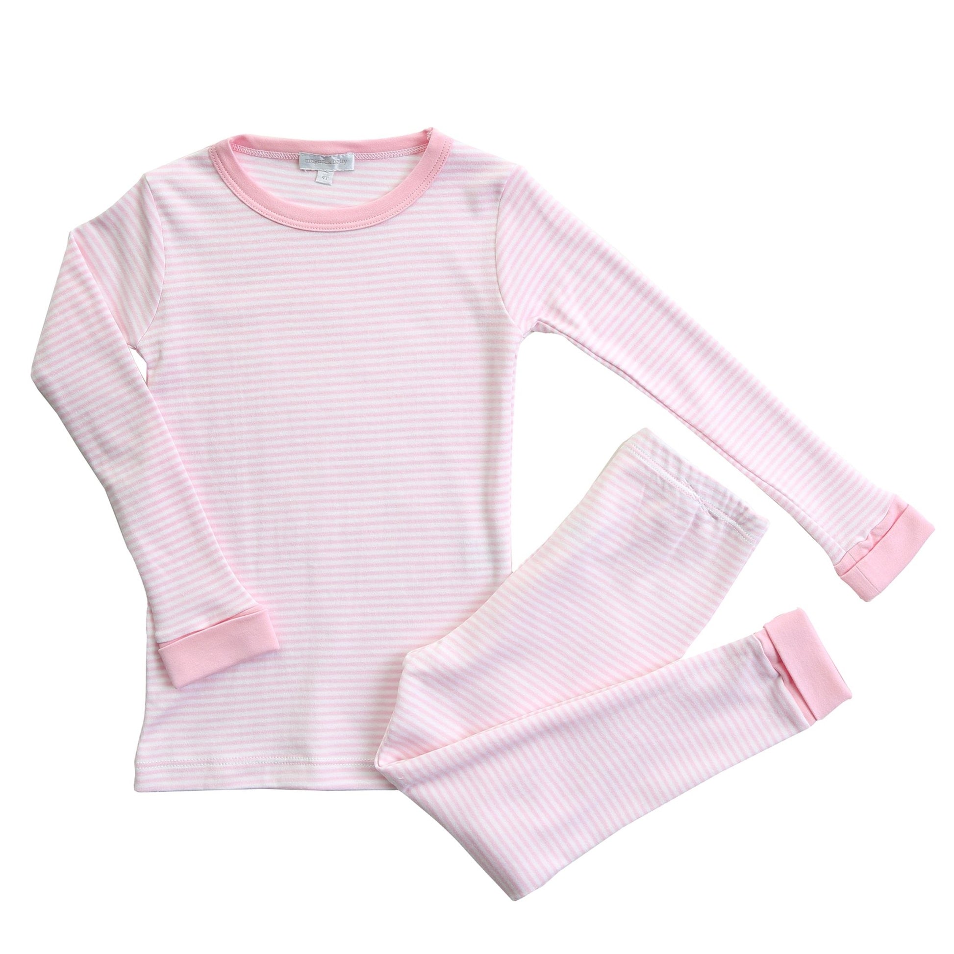 Essentials Striped Dark Pink Long Pajamas - Magnolia BabyLong Pajamas