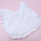Essentials White Bib with Pink Ruffle - Magnolia BabyBib