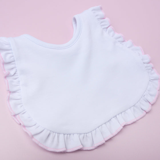 Essentials White Bib with Pink Ruffle - Magnolia BabyBib