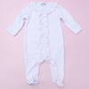 Essentials White Footie with Pink Trim Ruffle - Magnolia BabyFootie