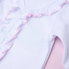 Essentials White Footie with Pink Trim Ruffle - Magnolia BabyFootie