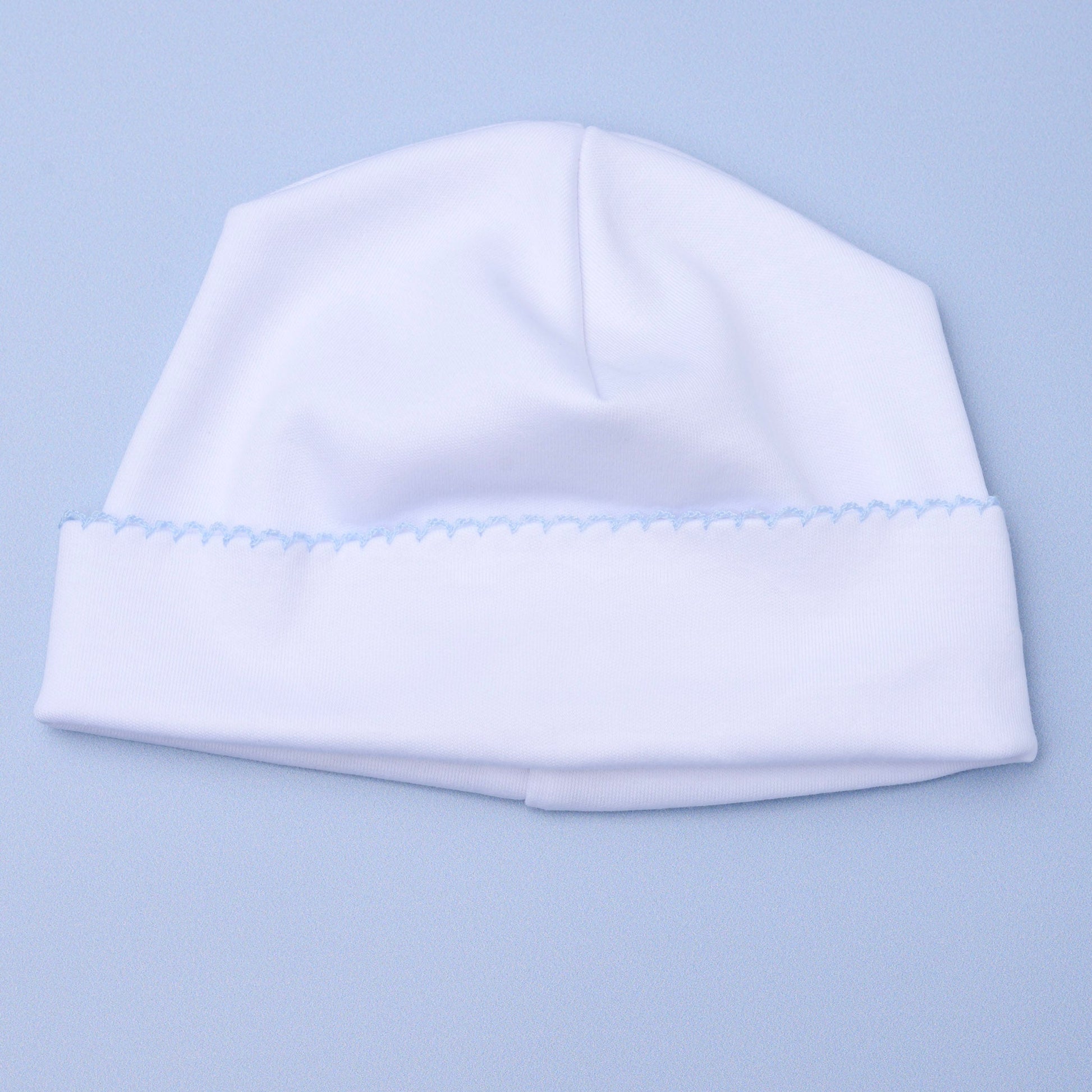 Essentials White Hat with Blue Trim - Magnolia BabyHat