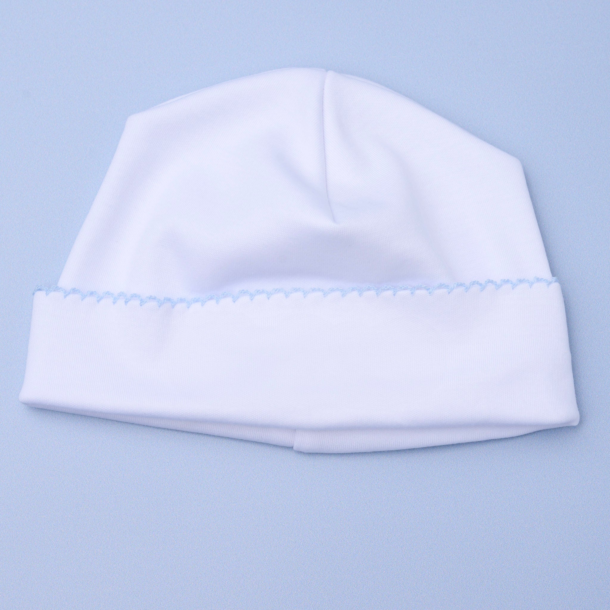 Essentials White Hat with Blue Trim - Magnolia BabyHat