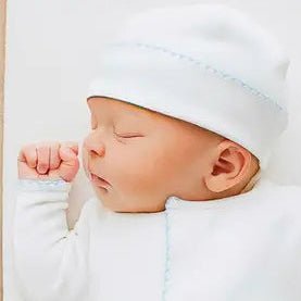 Essentials White Hat with Blue Trim - Magnolia BabyHat