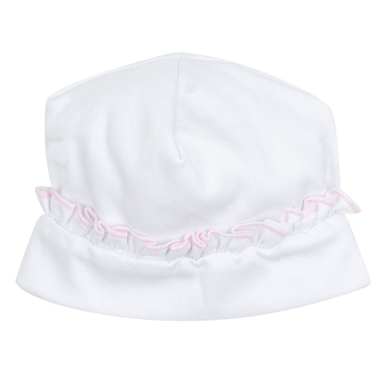 Essentials White Hat with Pink Ruffle - Magnolia BabyHat