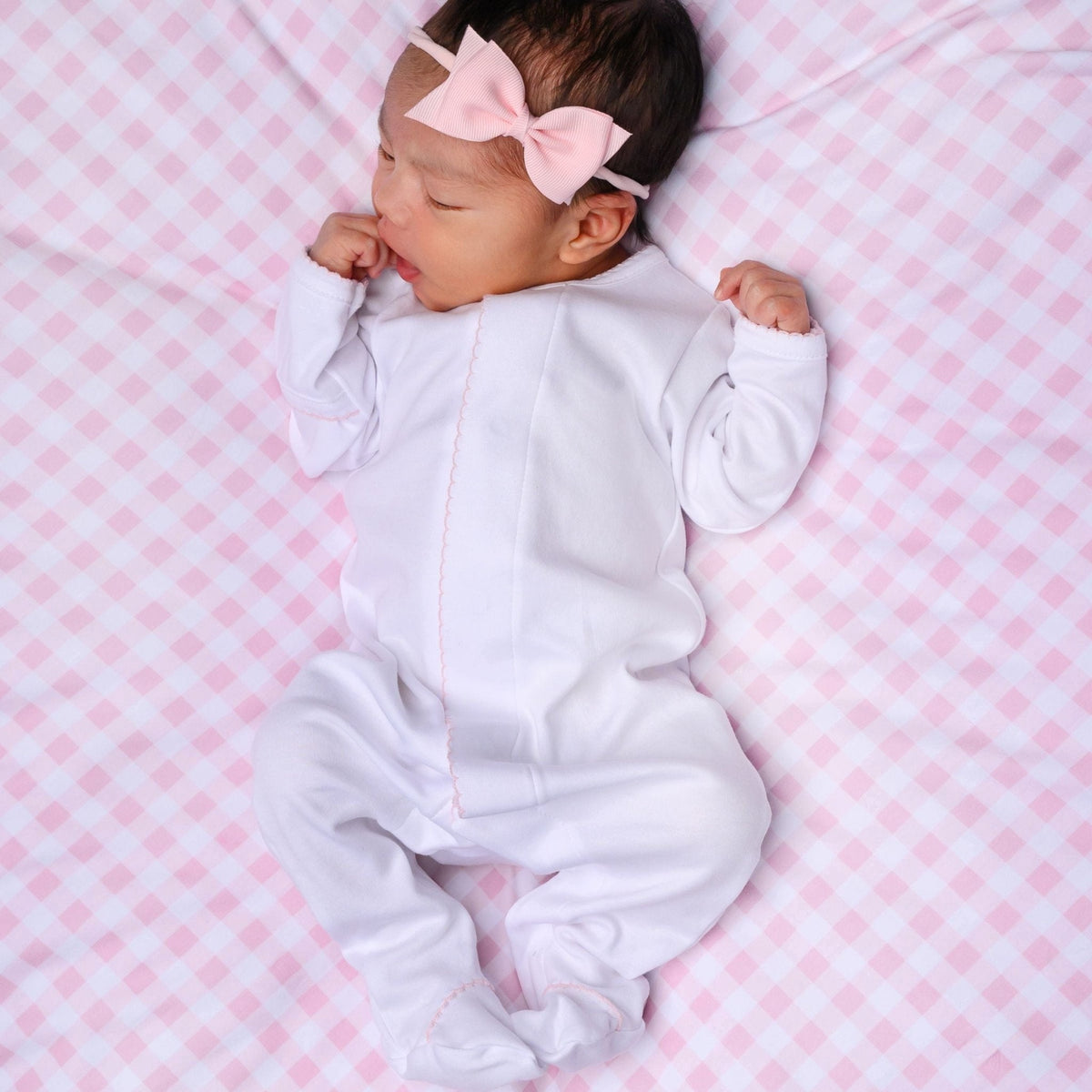 Essentials White with Pink Trim Footie