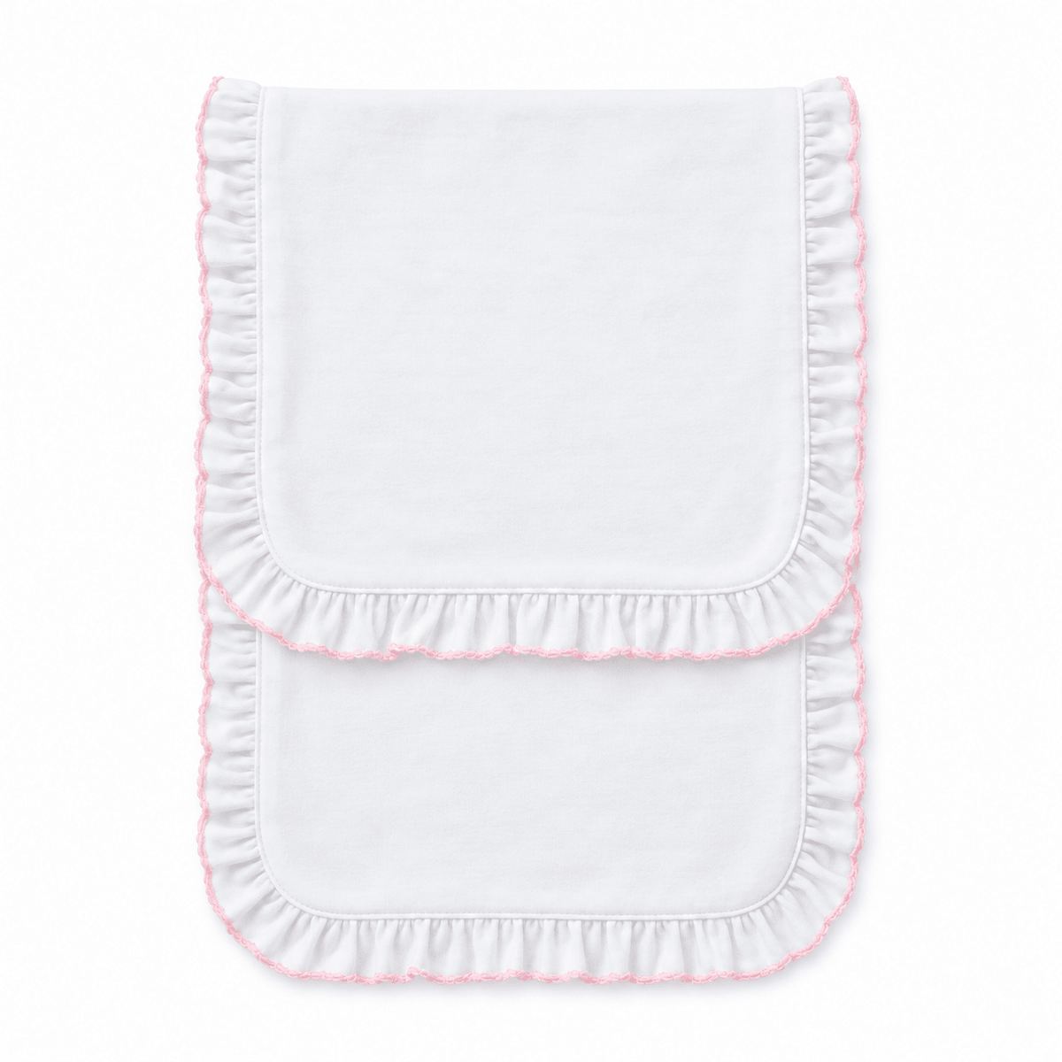 Magnolia Baby_Essentials White Ruffle Burp Cloth with Pink Trim_1