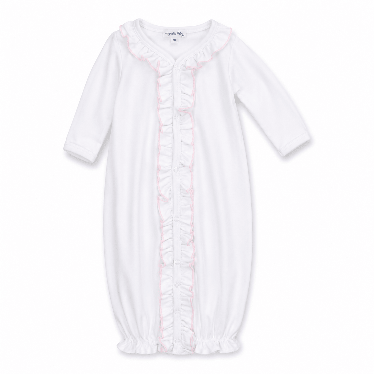 Essentials White Ruffle Converter with Pink Trim - Magnolia BabyConverter Gown