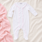 Essentials White Ruffle Footie with Pink Trim - Magnolia BabyFootie