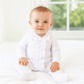 Essentials White Ruffle Footie with Pink Trim - Magnolia BabyFootie