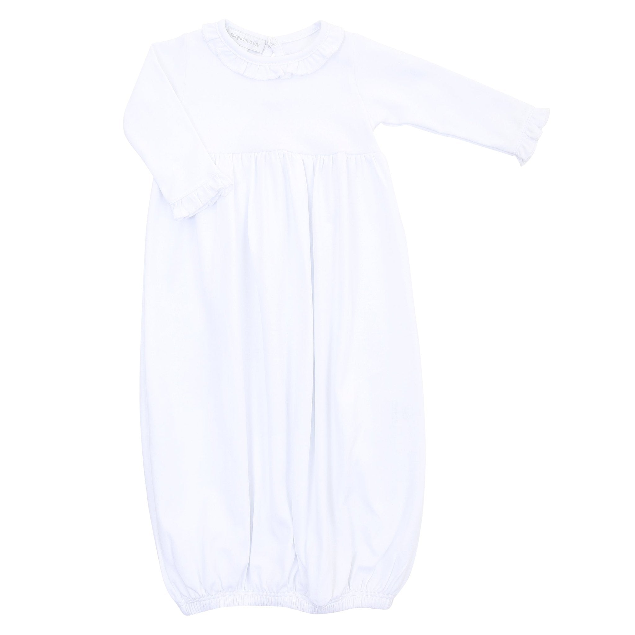 Essentials White Ruffle Gown - Magnolia BabyGown