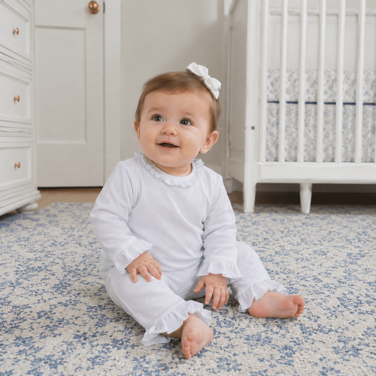 Essentials White Ruffle Playsuit - Magnolia BabyPlaysuit