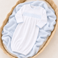Essentials White Smocked Gown with Blue Trim - Magnolia BabyGown