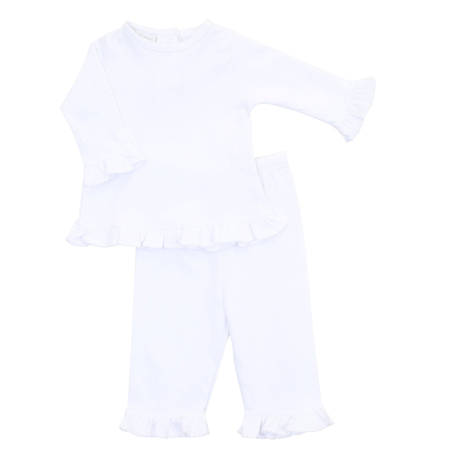 Essentials White Trim Ruffle Pant Set - Magnolia Baby2pc Pant Set