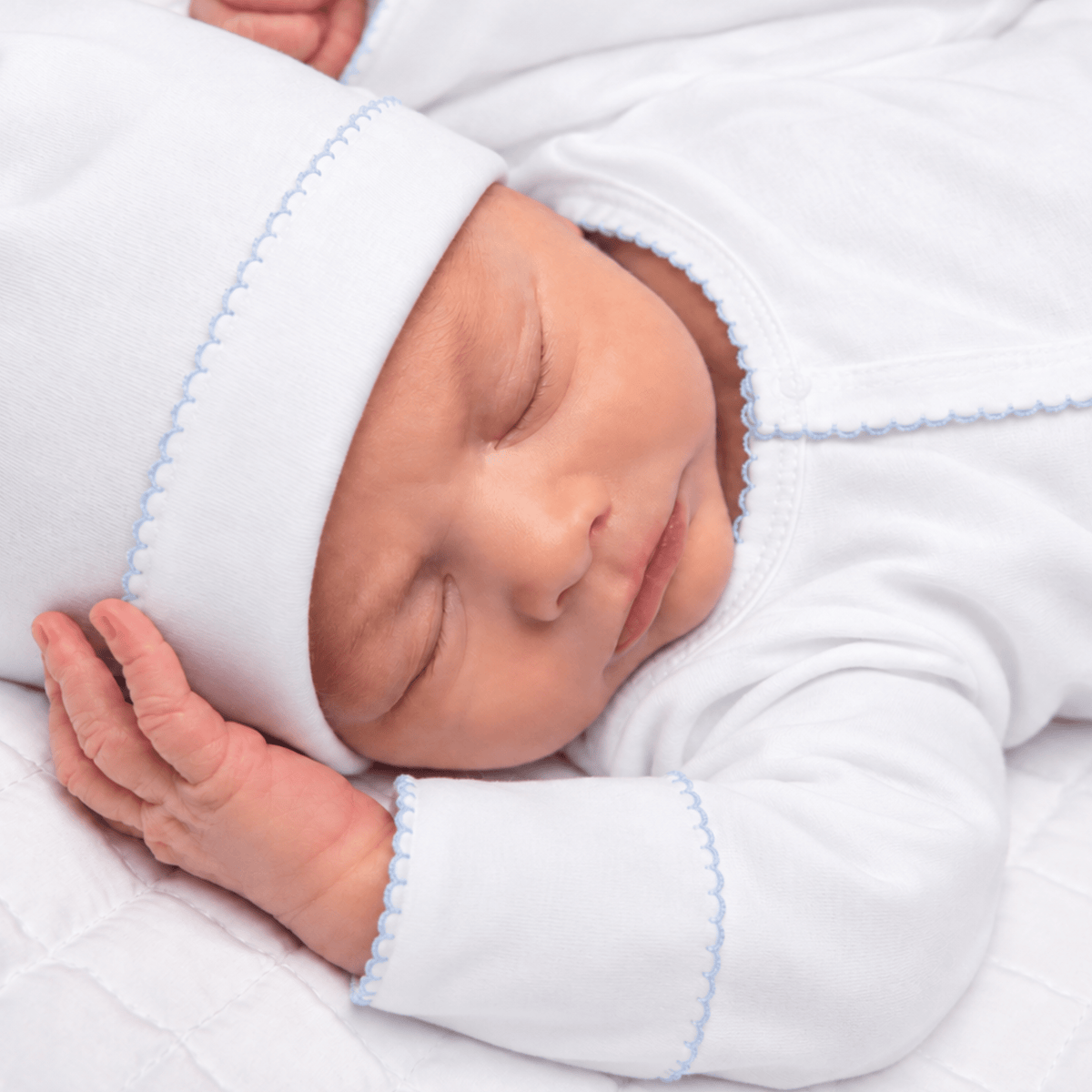 Magnolia Baby_Essentials White with Blue Trim Footie_3