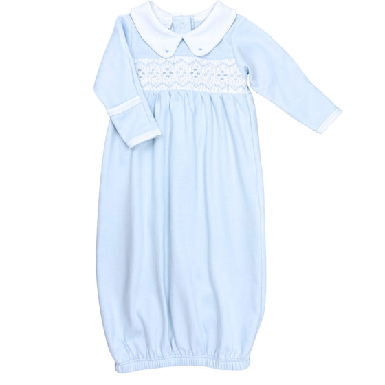 Ethan Smocked Gown - Light Blue - Magnolia BabyGown