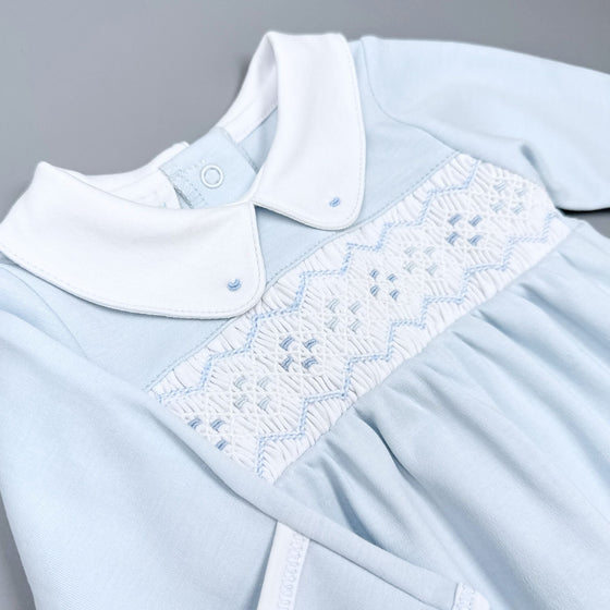 Ethan Smocked Gown - Light Blue - Magnolia BabyGown