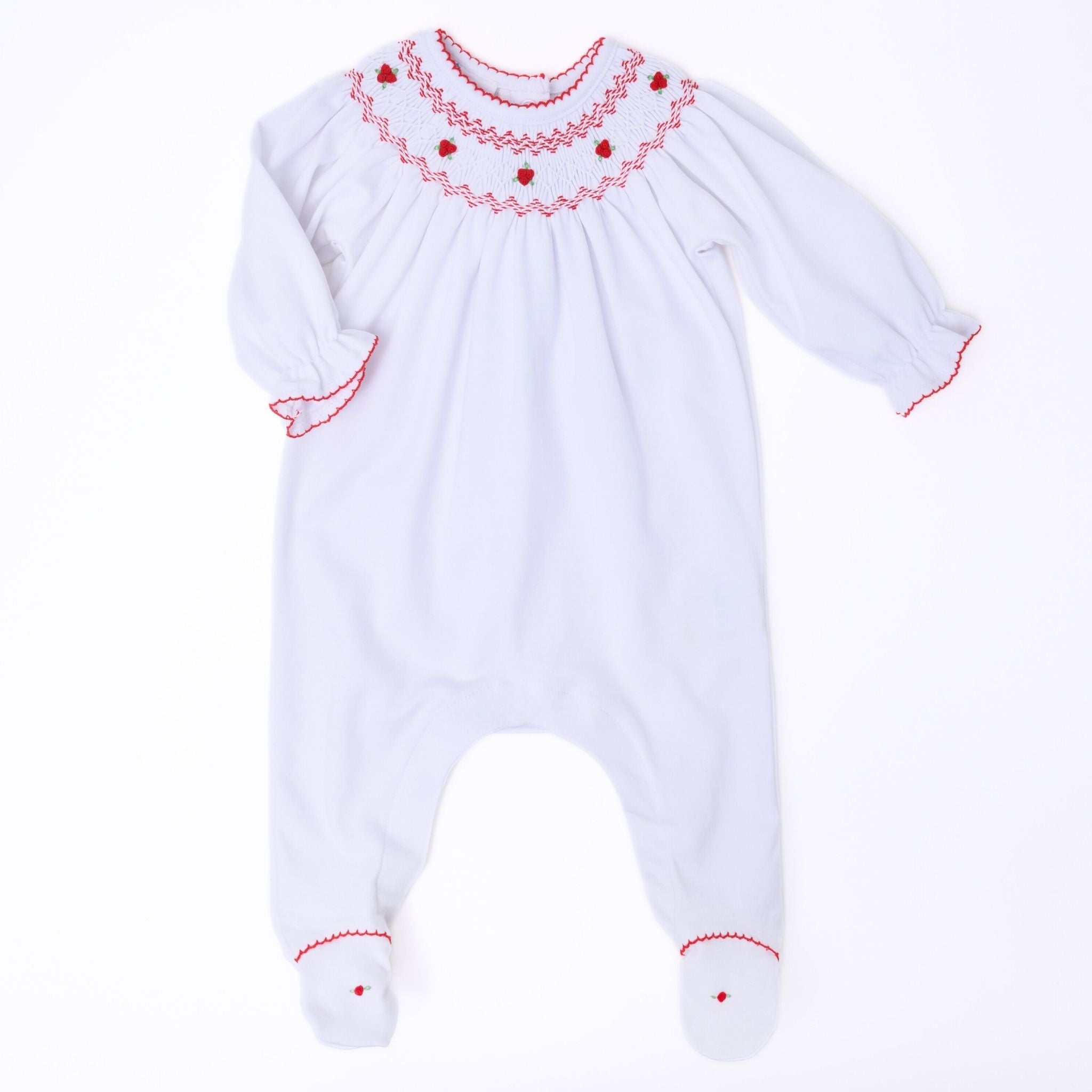 Eve Classics Bishop Footie - White Red - Magnolia BabyFootie