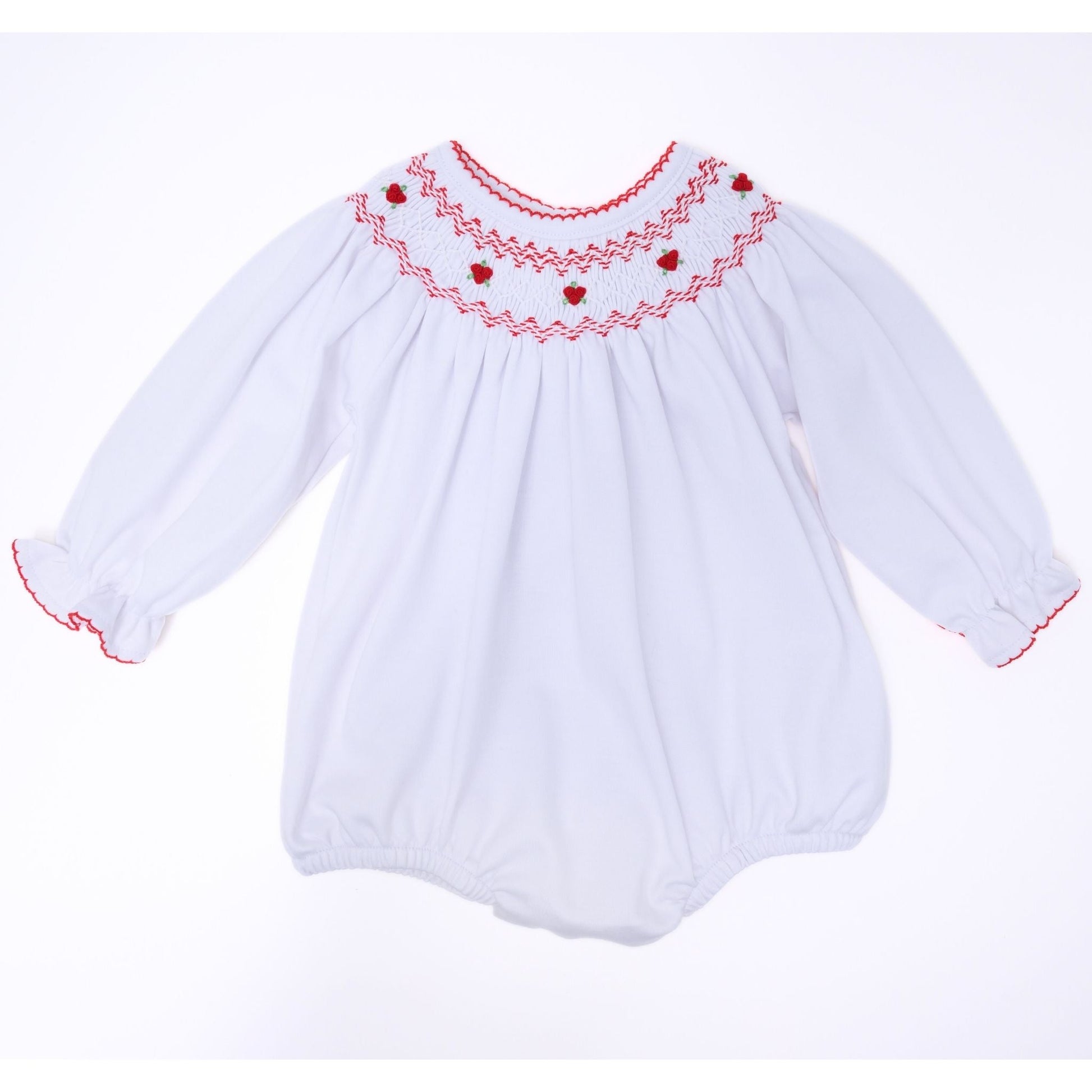 Eve Classics Bishop Long Sleeve Bubble - White Red - Magnolia BabyBubble