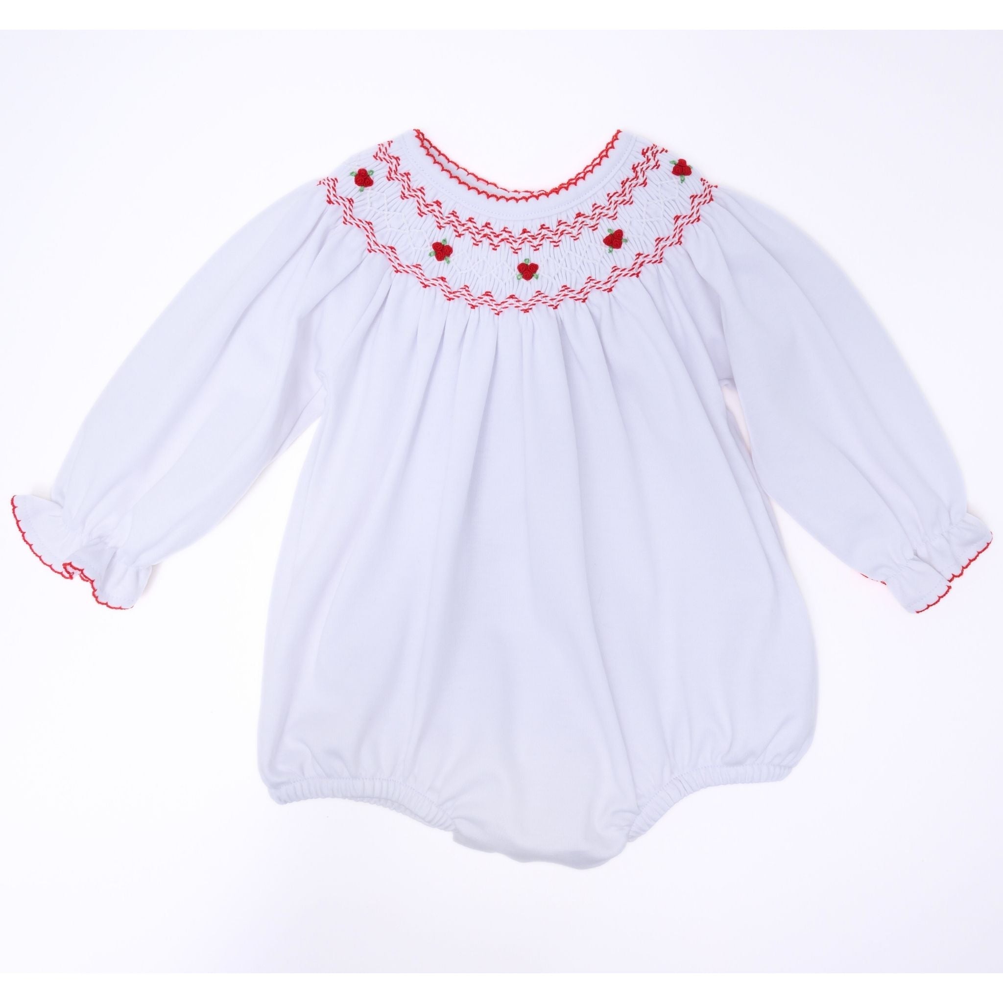 Eve Classics Bishop Long Sleeve Bubble - White Red - Magnolia BabyBubble