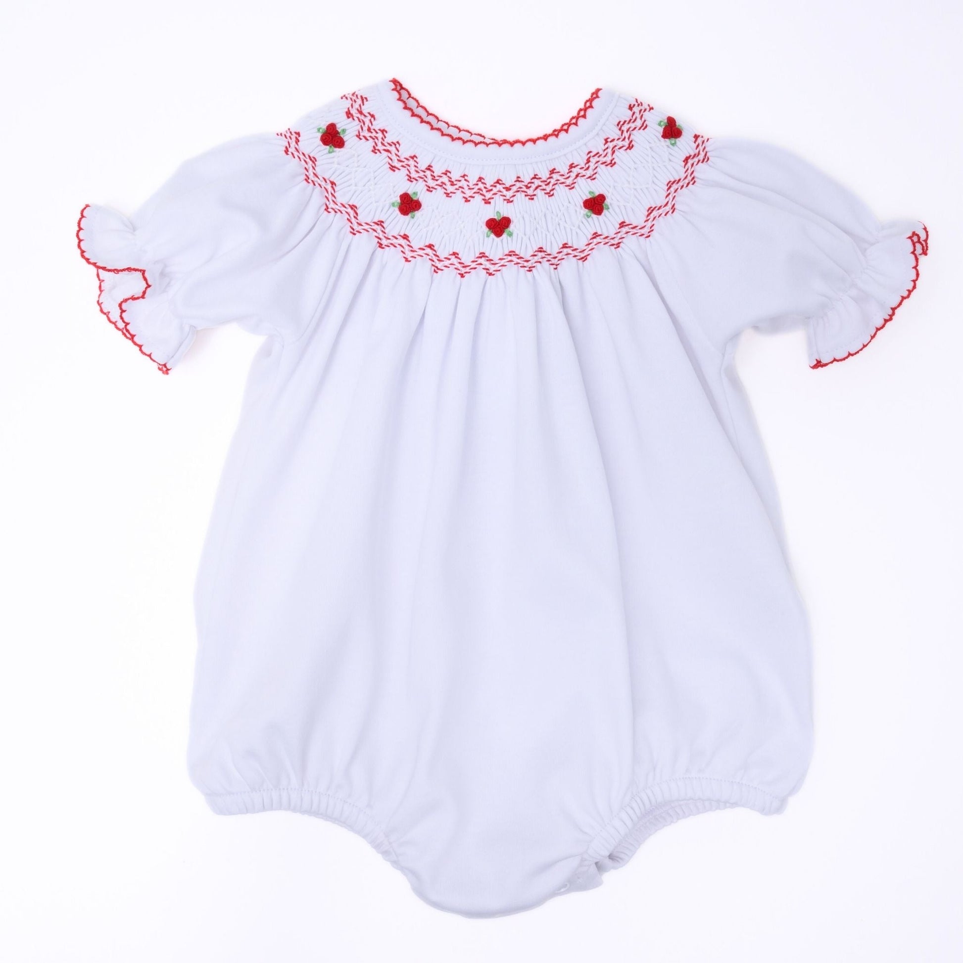 Eve Classics Bishop Short Sleeve Bubble - White Red - Magnolia BabyBubble