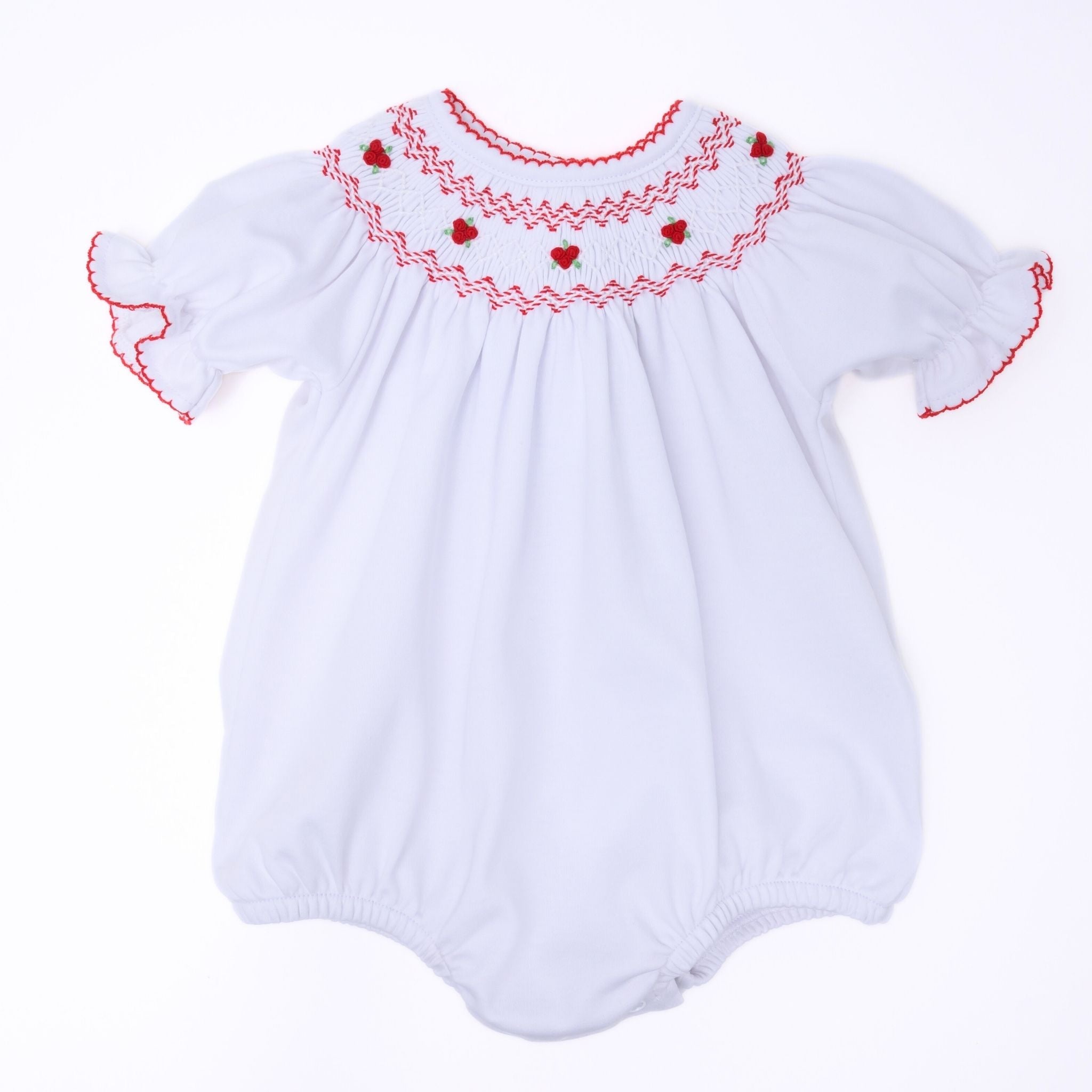 Eve Classics Bishop Short Sleeve Bubble - White Red - Magnolia BabyBubble