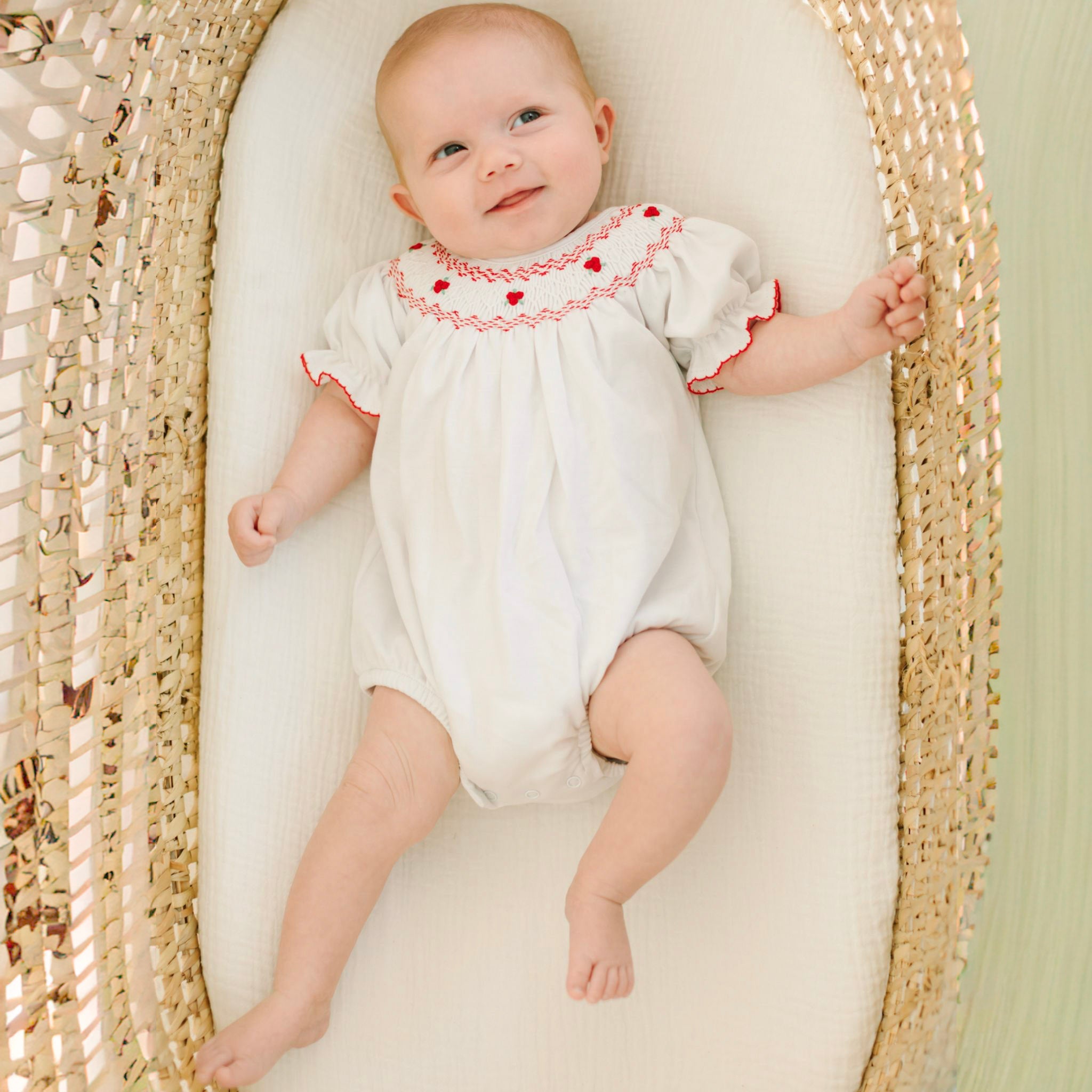 Eve Classics Bishop Short Sleeve Bubble - White Red - Magnolia BabyBubble