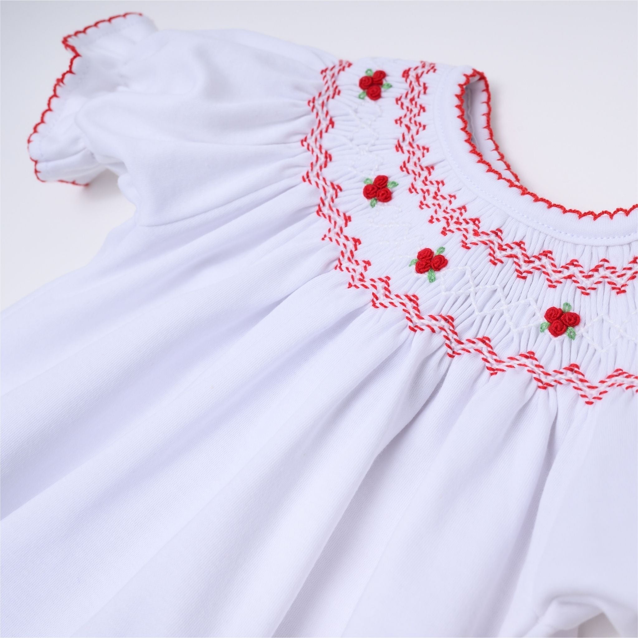 Eve Classics Bishop Short Sleeve Bubble - White Red - Magnolia BabyBubble