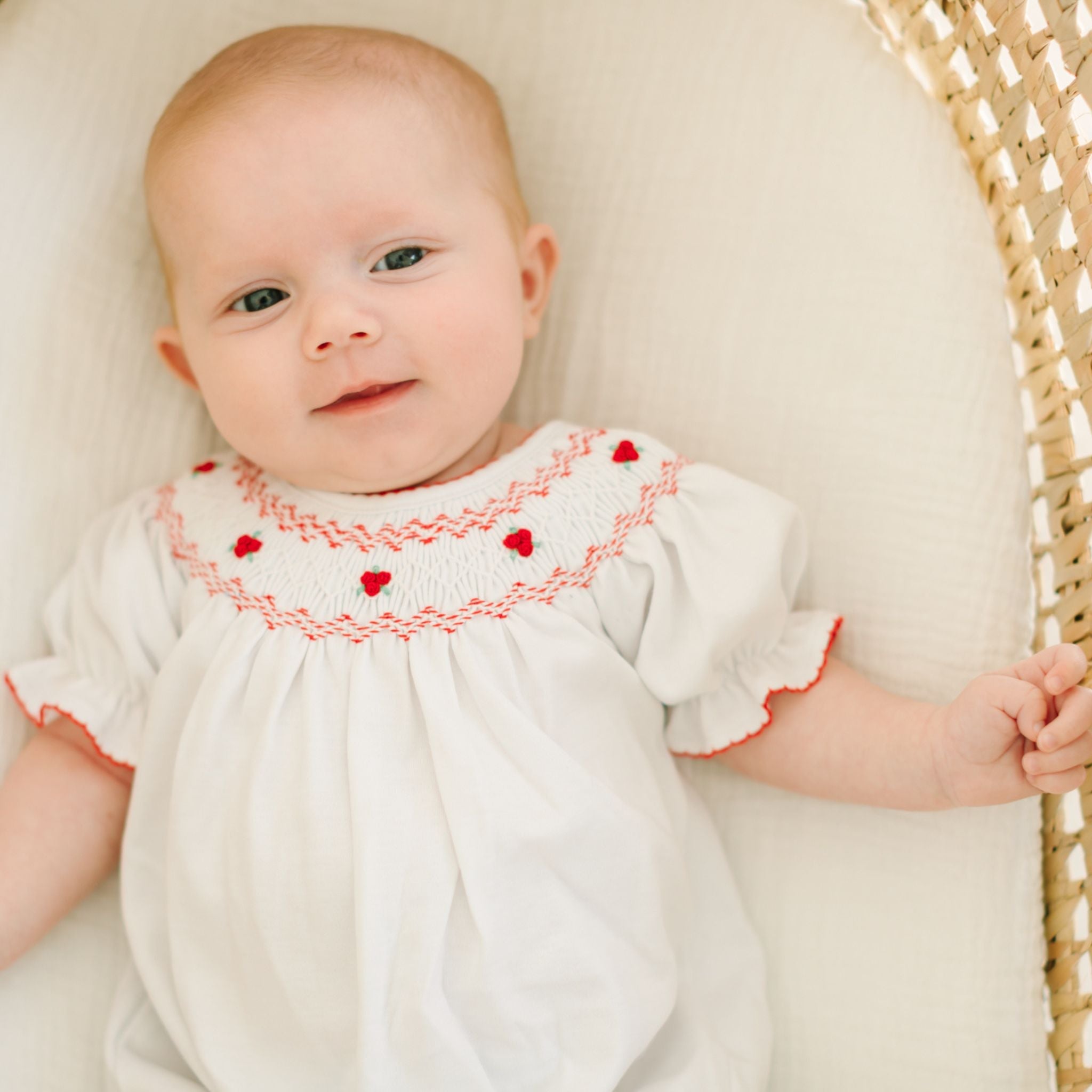 Eve Classics Bishop Short Sleeve Bubble - White Red - Magnolia BabyBubble