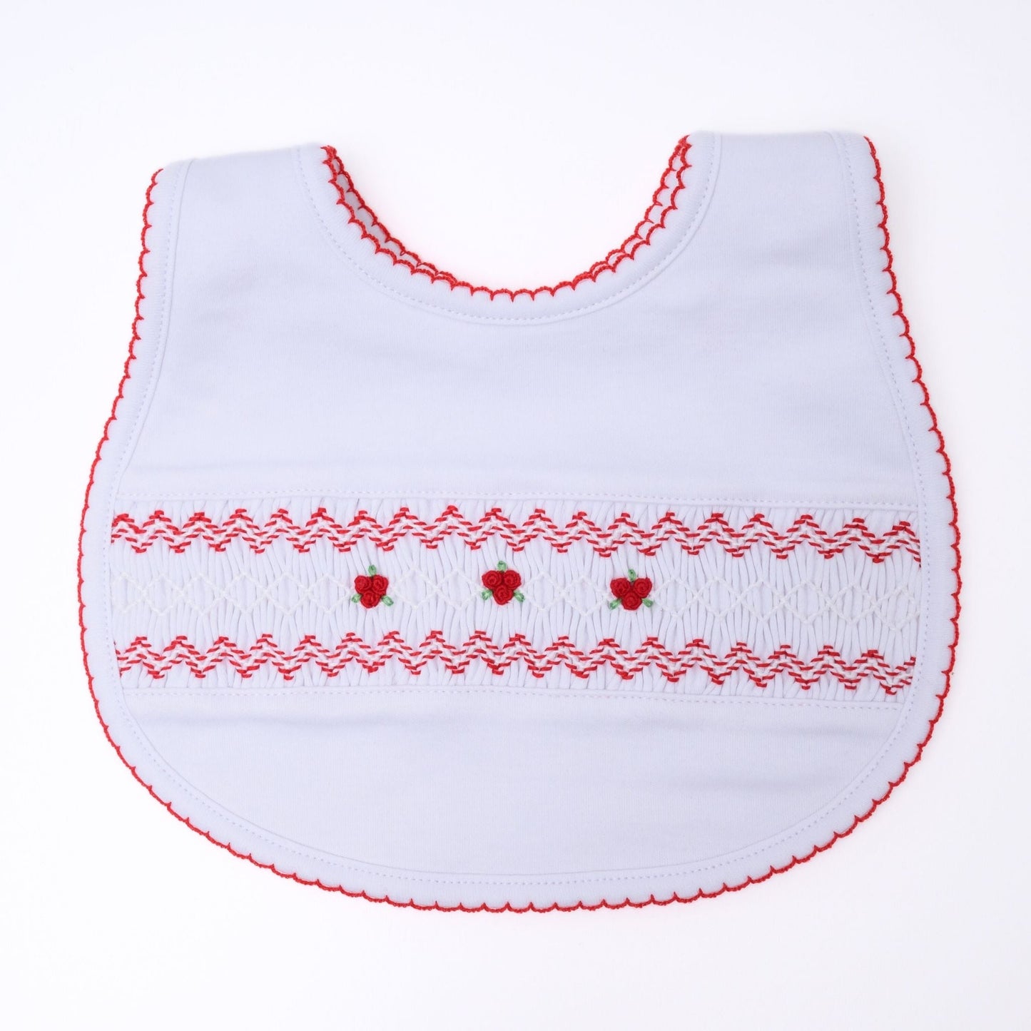 Eve Classics Smocked Bib - White Red - Magnolia BabyBib