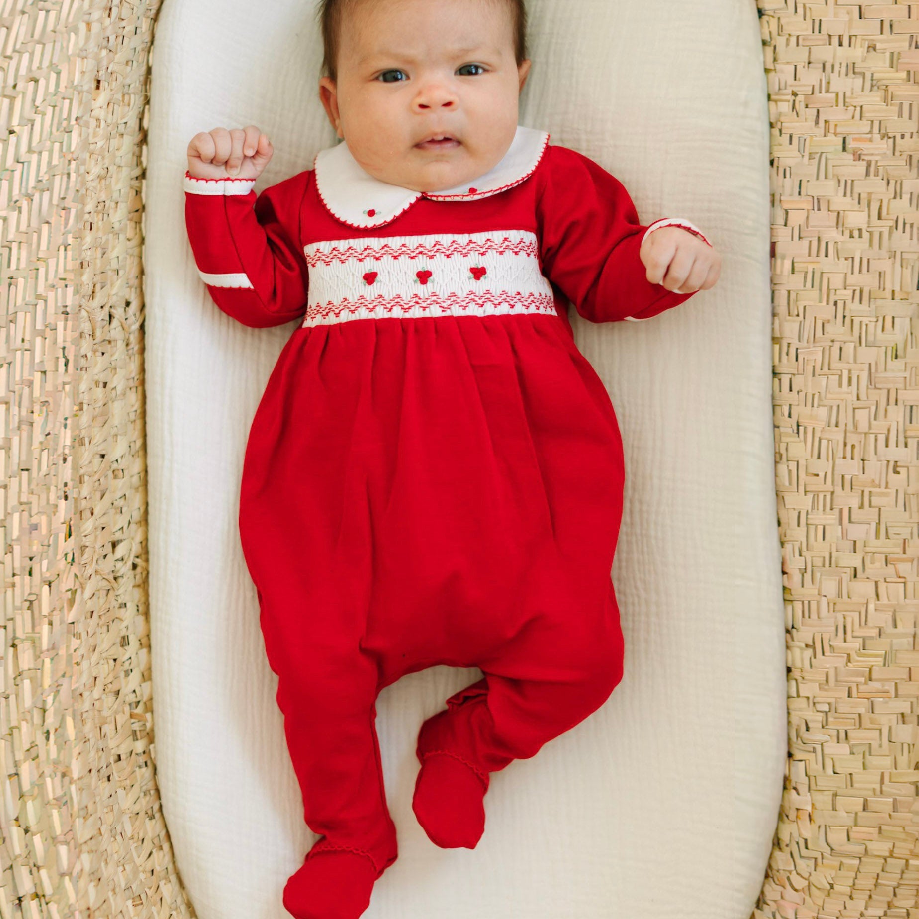 Eve Classics Smocked Footie - Red - Magnolia BabyFootie