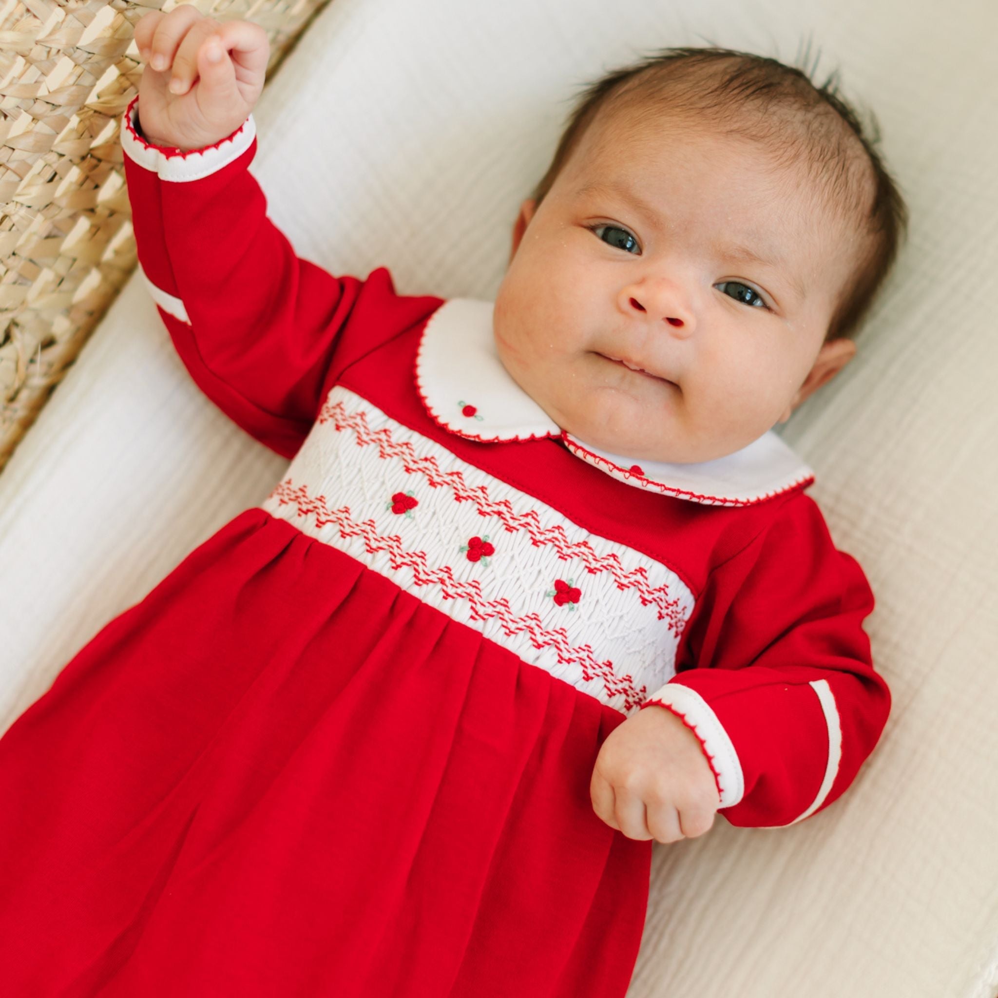 Eve Classics Smocked Footie - Red - Magnolia BabyFootie