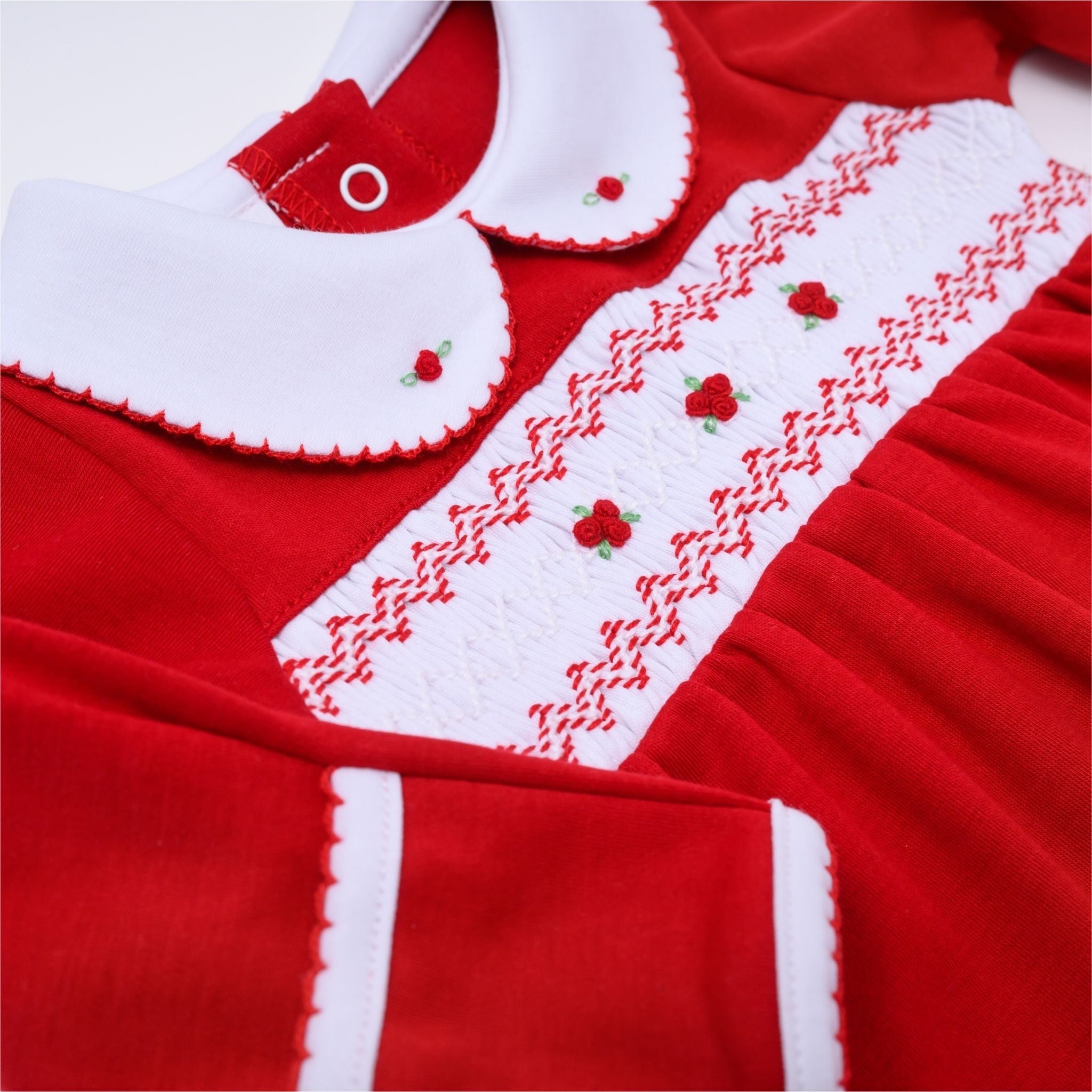 Eve Classics Smocked Gathered Gown - Red - Magnolia BabyGown