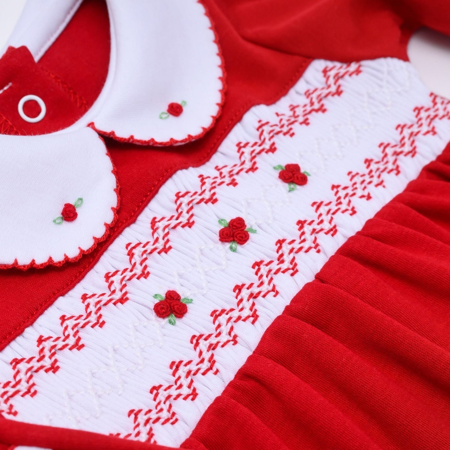Eve Classics Smocked Long Sleeve Girl Bubble - Red - Magnolia BabyBubble