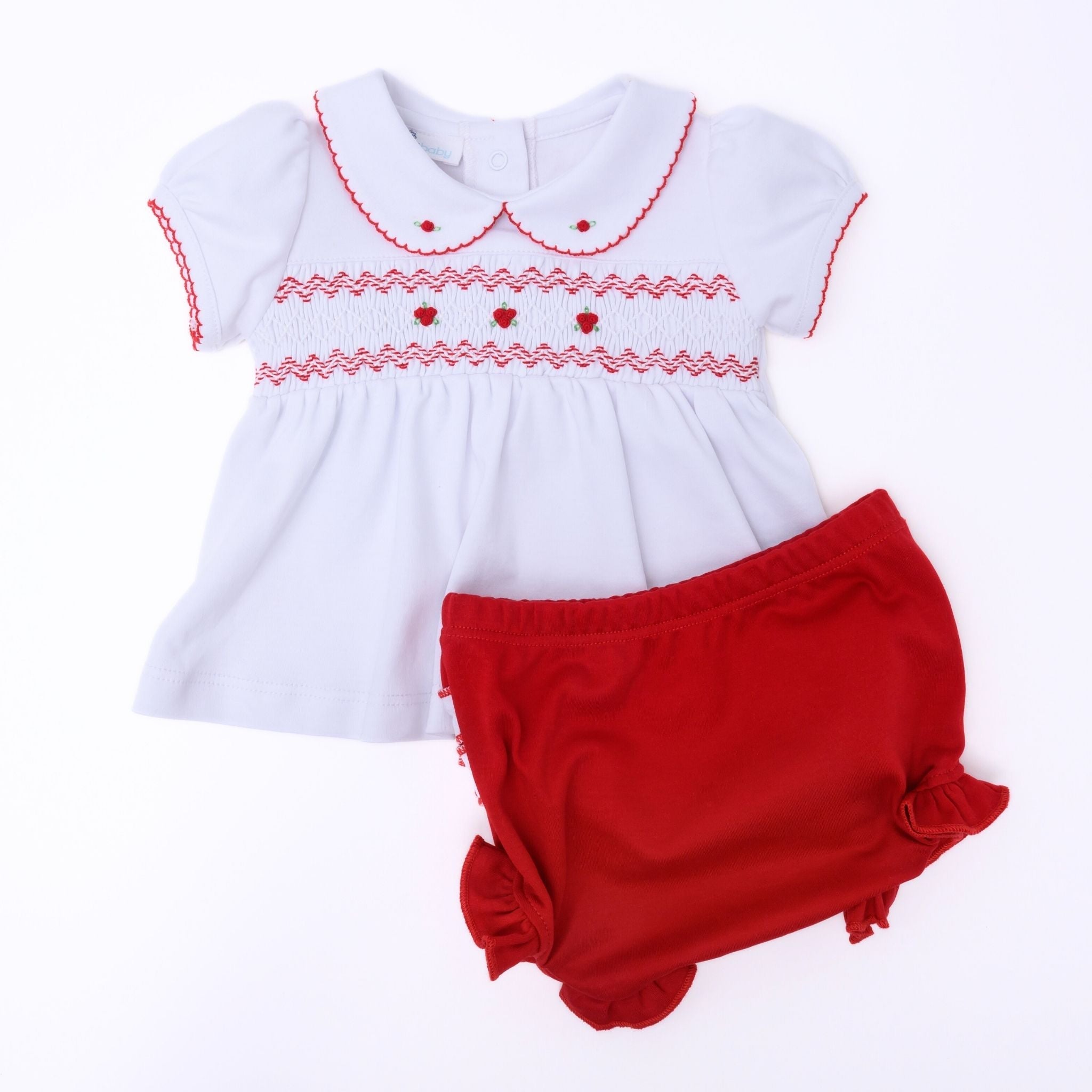Eve Classics Smocked Short Sleeve Diaper Cover Set - Red - Magnolia BabyDiaper Cover
