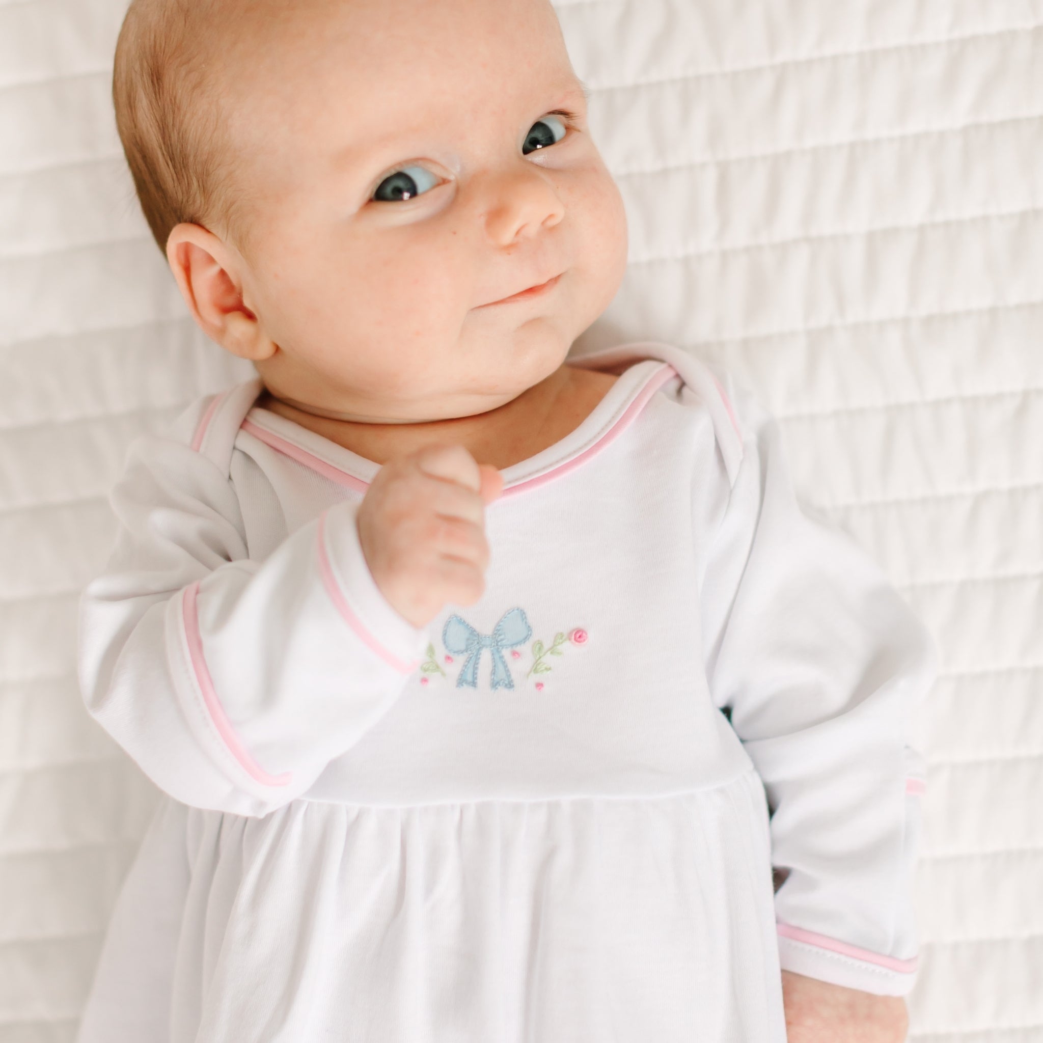 Evelyn's Classics Hand - Embroidered Gathered Gown - Magnolia BabyGown