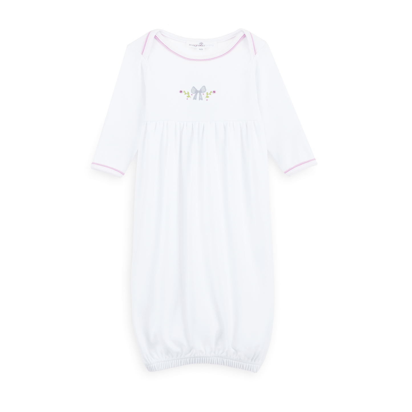 Evelyn's Classics Hand - Embroidered Gathered Gown - Magnolia BabyGown
