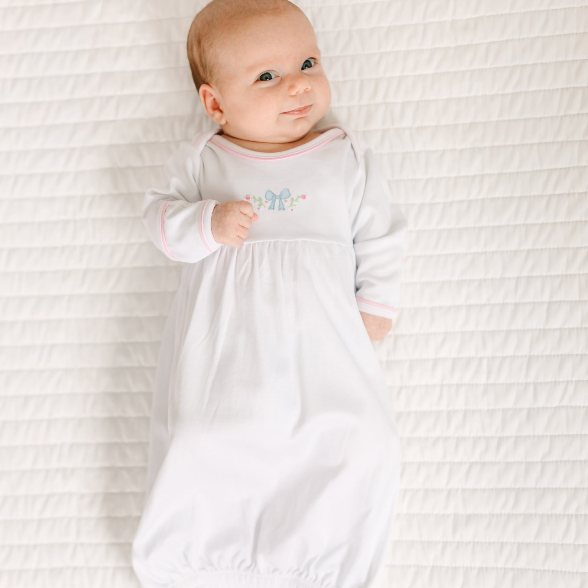 Evelyn's Classics Hand - Embroidered Gathered Gown - Magnolia BabyGown