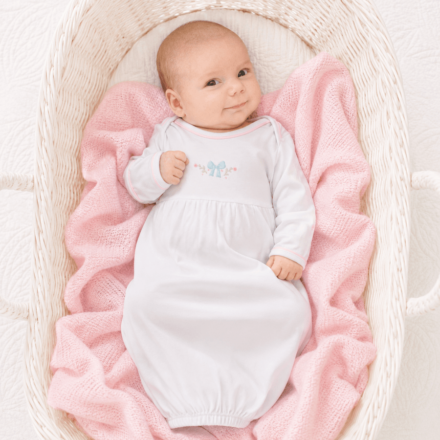 Evelyn's Classics Hand - Embroidered Gathered Gown - Magnolia BabyGown
