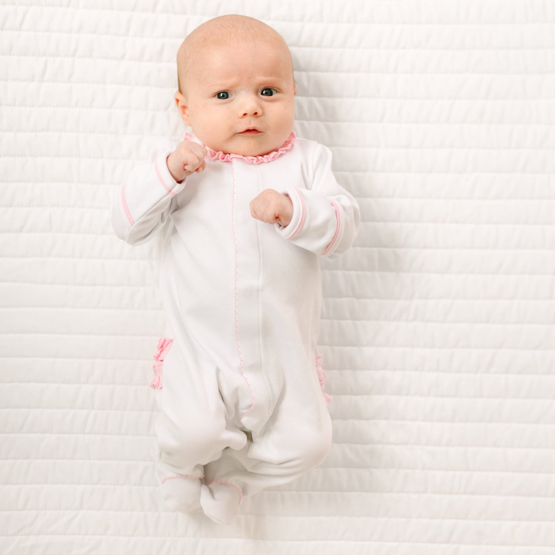 Evelyn's Classics Hand - Embroidered Ruffle Footie - Magnolia BabyFootie