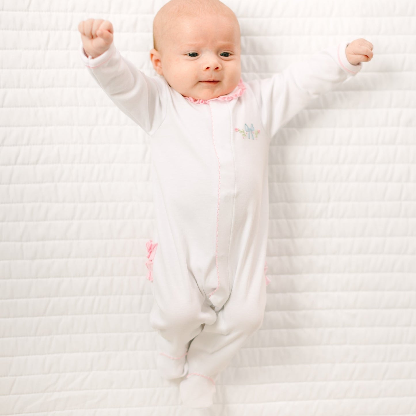 Evelyn's Classics Hand - Embroidered Ruffle Footie - Magnolia BabyFootie